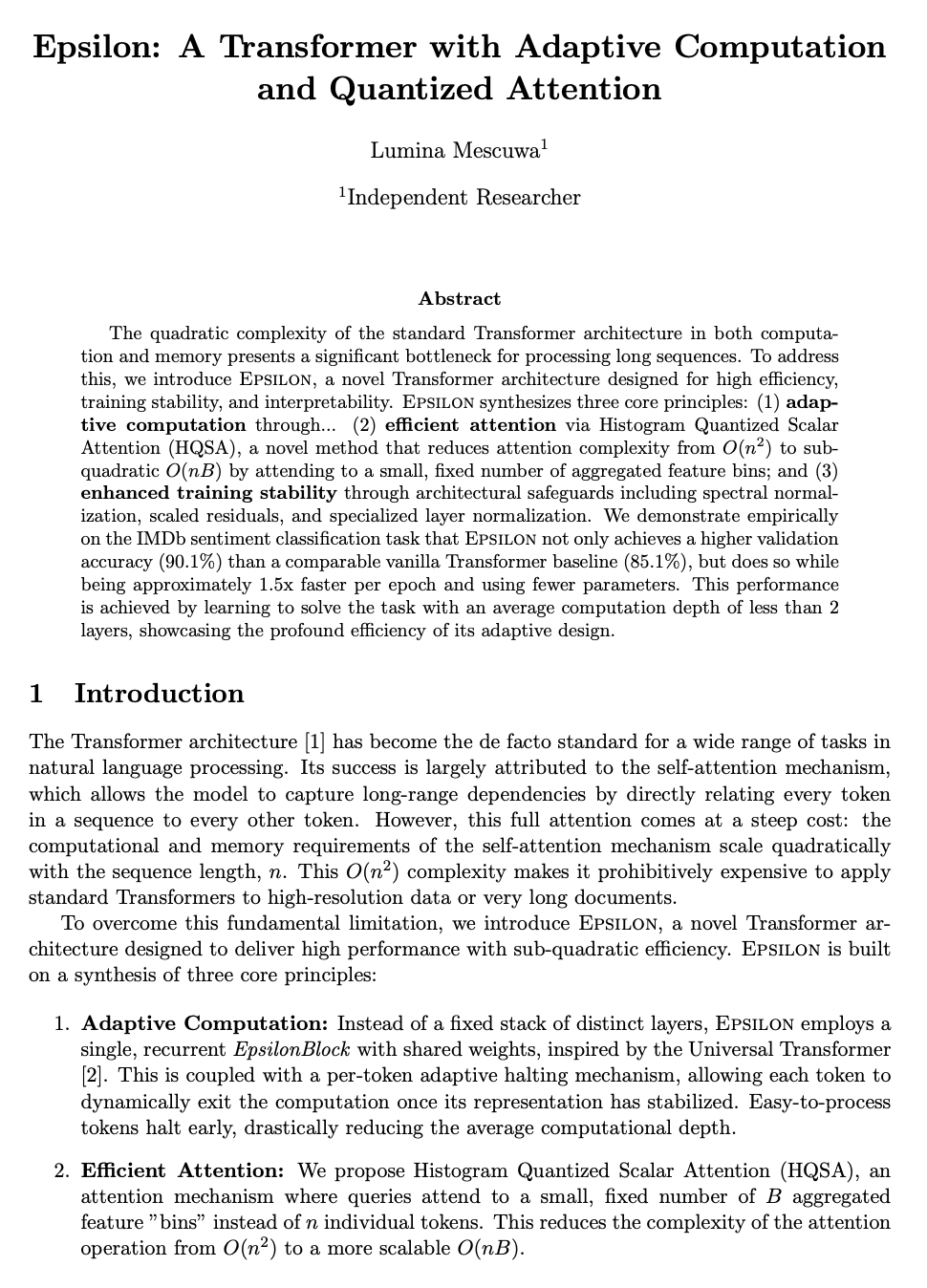 First page of the Epsilon research paper